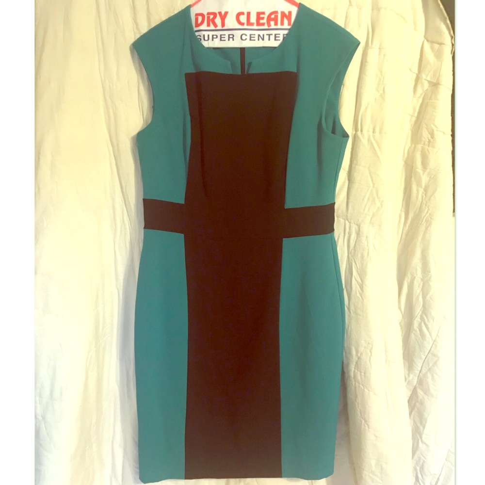 Calvin Klein color block fitted dress.